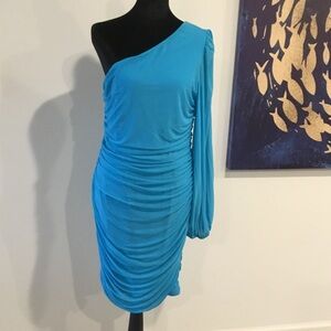 Elegant Blue One-Shoulder Dress